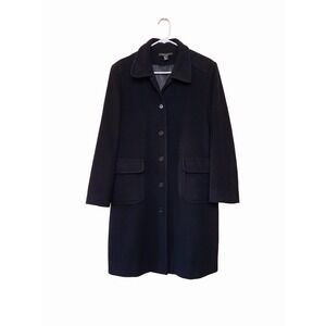Vintage Louben Canada Wool Cashmere Blend Women's Long Black Coat Jacket Size 10